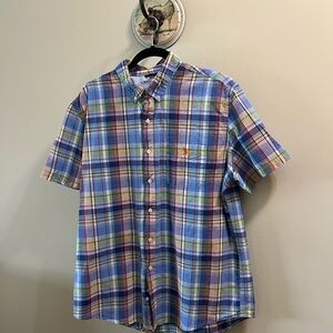 U.S. Polo Assn. Blue Multicolor Plaid Short Sleeve Button-Up Shirt Size XL